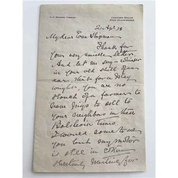 Rear Admiral William M. Folger Signed Letter