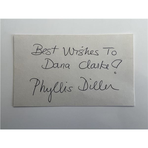 Phyllis Diller signed note