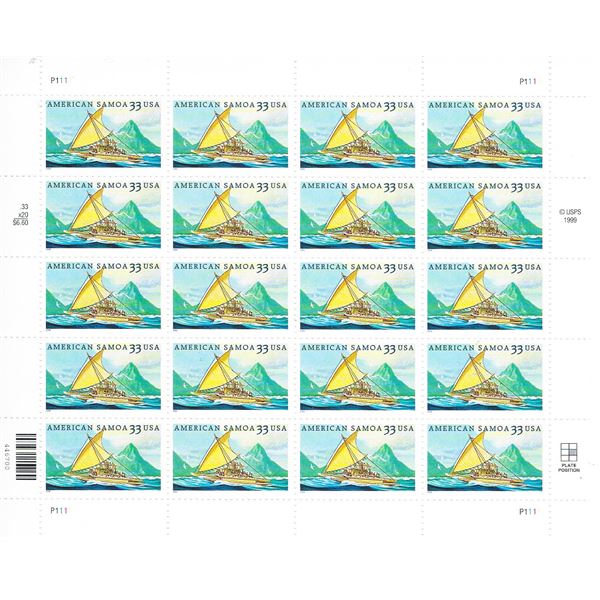 American Samoa USA Stamp Sheet