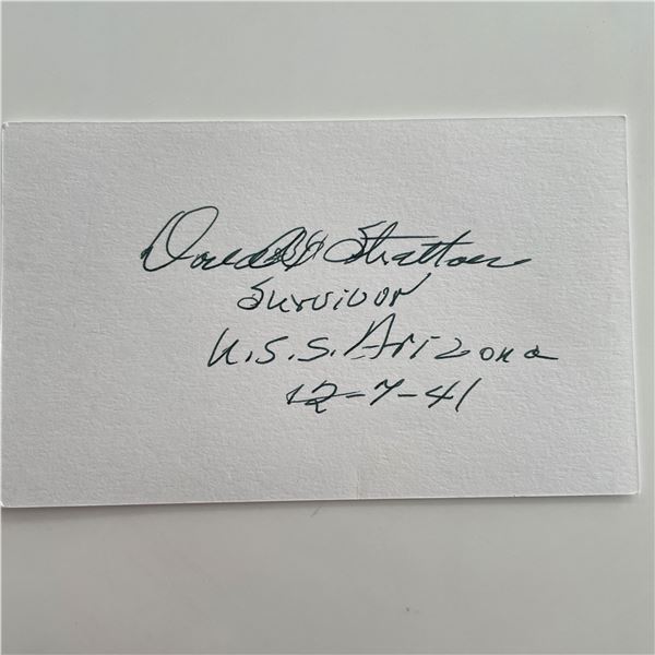 WWII Pearl Harbor Survivor Donald Stratton original signature