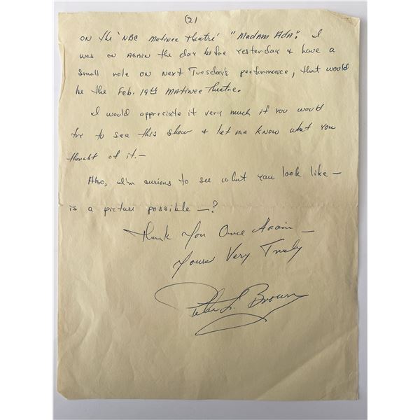 Peter Brown signed letter
