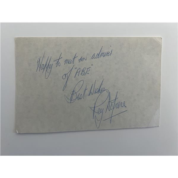 Actor Roy Dotrice signed note