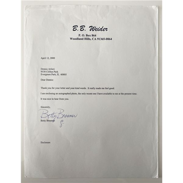 Betty Brosmer signed letter