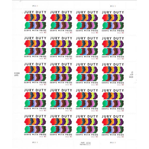 Jury Duty USA Stamp Sheet