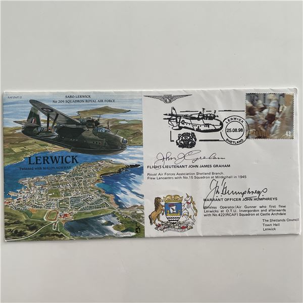 Royal Air Force signed cover autographed by Flight Lieutenant John James Graham and Warrant Officer 