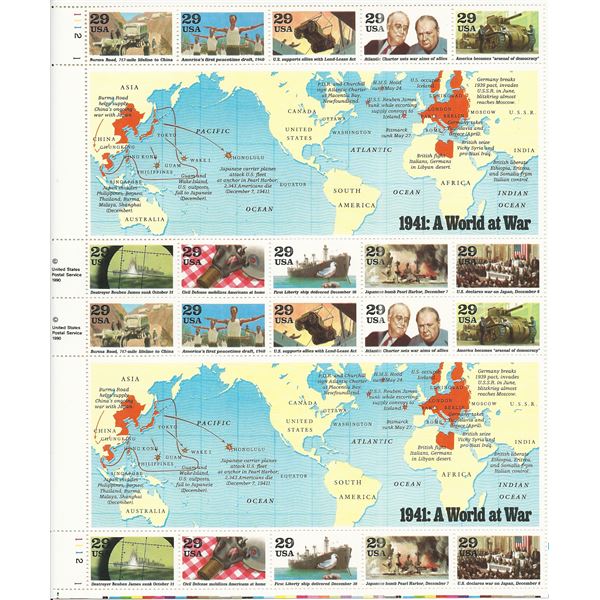 1941 WWII A World At War Stamps