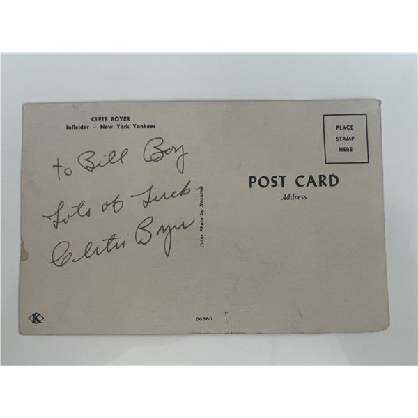 New York Yankees Clete Boyer signed postcard
