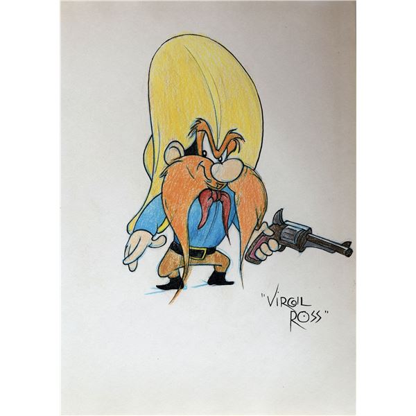 Yosemite Sam sketch signed by Virgil Ross