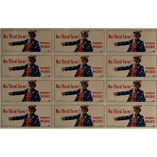 Wendell Wilkie stamp sheet. 5x8 inches