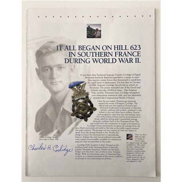 WWII Medal of Honor Recipient Charles H. Coolidge signed magazine page