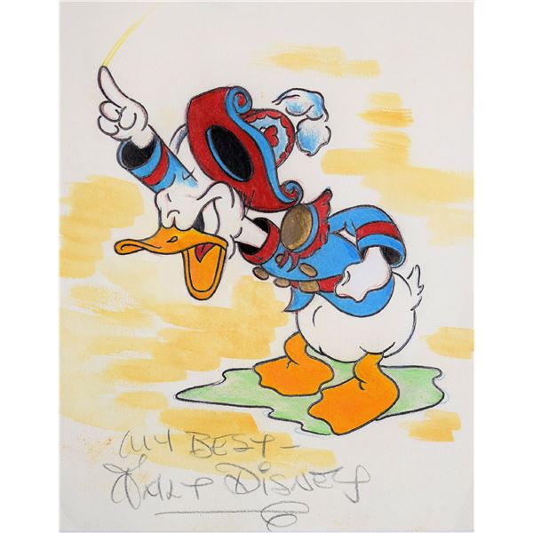 Donald Duck sketch signed by Walt Disney