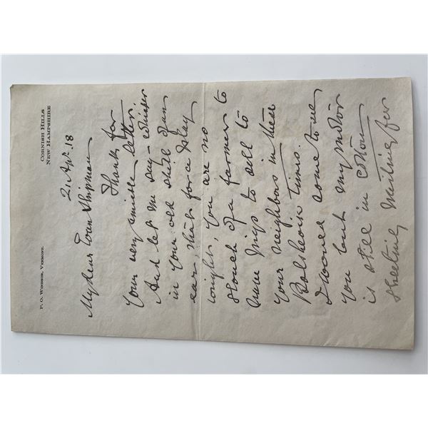 William M. Folger signed letter
