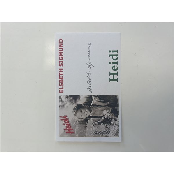 Heidi star Elisabeth Sigmund original signature