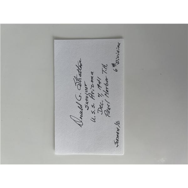USS Arizona survivor Donald Stratton original signature