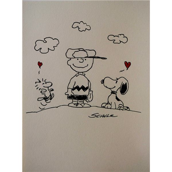 Charles Schulz hand-drawn and signed sketch