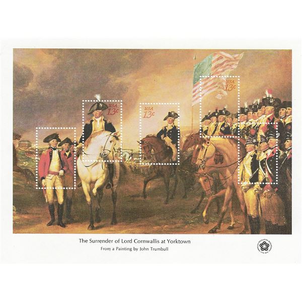The Surrender of Lord Cornwallis At Yorktown Souvenir Stamp Sheet
