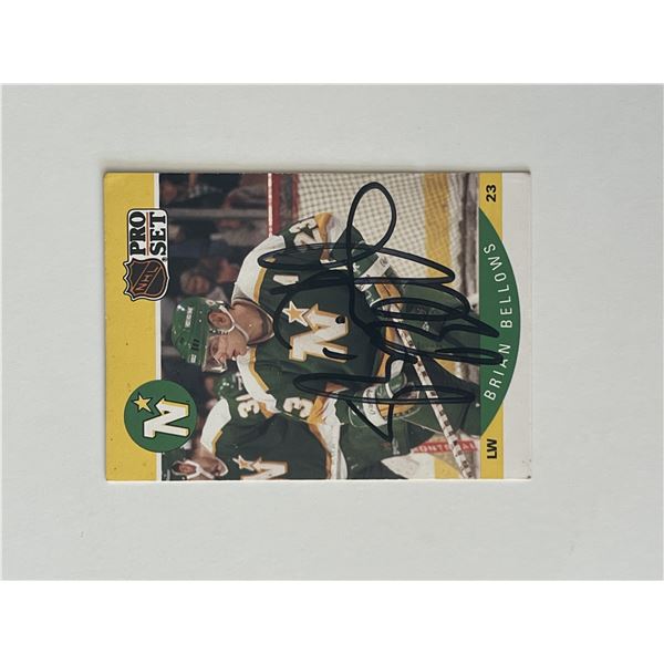 Minnesota North Stars Brian Bellows 1990 Pro Set #130 signed trading card