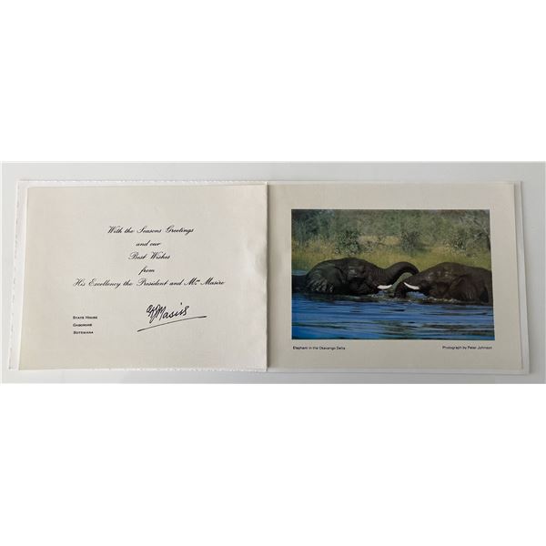 Second President of Botswana Quett Masire signed holiday card