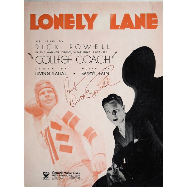 Dick Powell signed sheet music