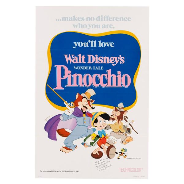A Signed "Pinocchio" Re-Release Poster.