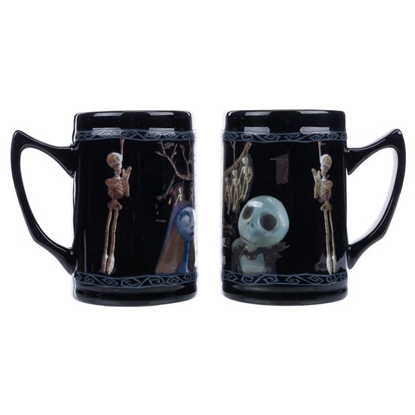 A Pair of "Nightmare Before Christmas" Stonewear Tankards.