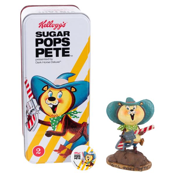 A Kellogg's Sugar Pops Pete Figure & Button by Dark Horse Deluxe.