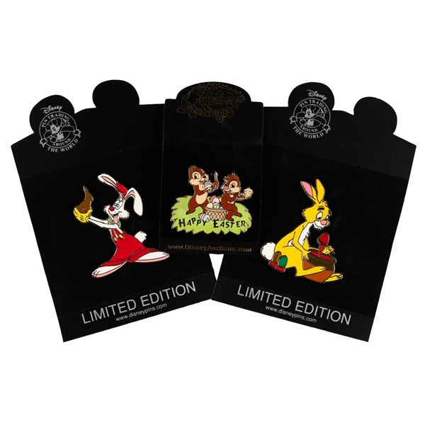 A Collection of Rare Disney Auctions Easter Pins.