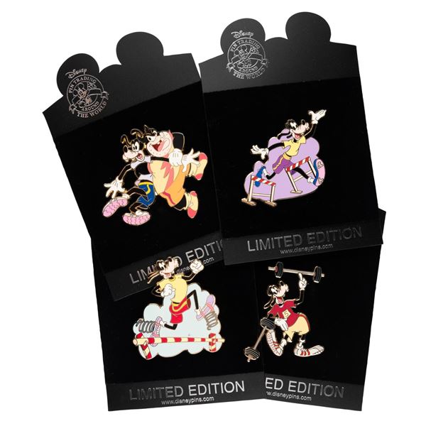 A Collection of Disney Shopping Goofy Olympic Pins.