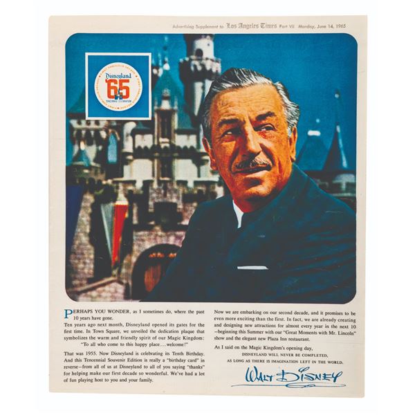 Disneyland Tencennial Celebration Newspaper Supplement.