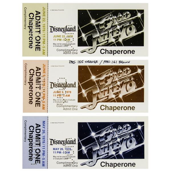 Collection of (3) "Grad Nite '78" Chaperone Tickets.