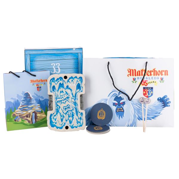 A Club 33 Matterhorn Yeti Footprint Bowl & Anniversary Souvenirs.