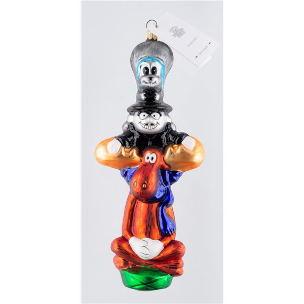 Christopher Radko Bullwinkle and Rocky  "Totem Trouble" Christmas Ornament.