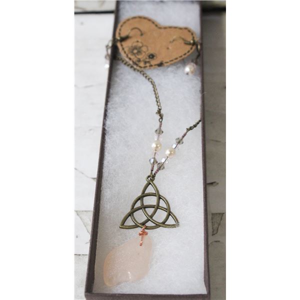 BRONZE CELTIC TRIQUETRA NECKLACE AND EARING SET