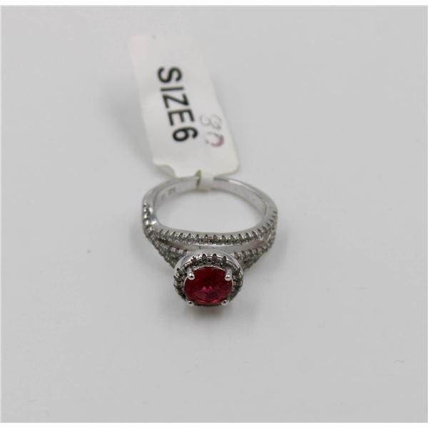 CHARMED AROMA ROUND RED STONE SS SIZE 6