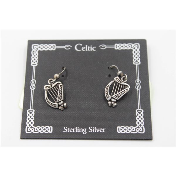 CELTIC IRISH HARP EARINGS STER. SILVER EARINGS