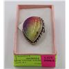 Image 1 : RAINBOW STONE STERLING SILVER RING SIZE 8.5