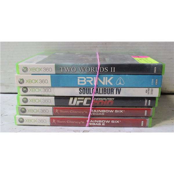 LOT OF 6 XBOX 360 GAMES INCLUDES TWO WORLDS II