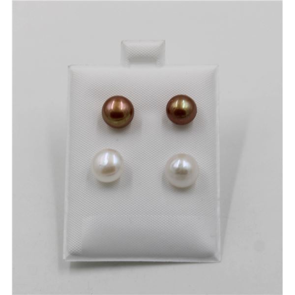 #64-NATURAL AKUYA PEARL EARRINGS 2 SET