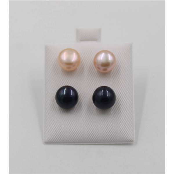 #66-NATURAL AKUYA PEARL EARRINGS 2 SET