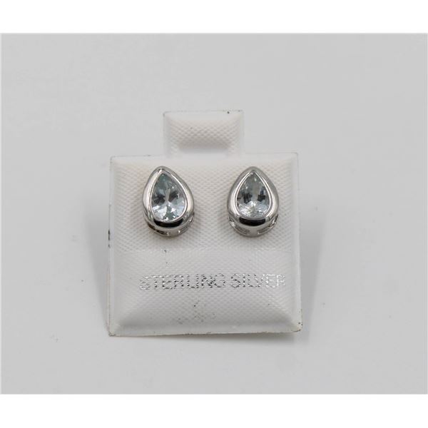 #2-BLUE AQUARMARINE GEMSTONE EARRINGS