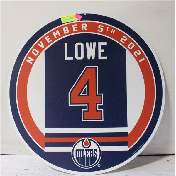 KEVIN LOWE JERSEY RETIREMENT NIGHT SIGN