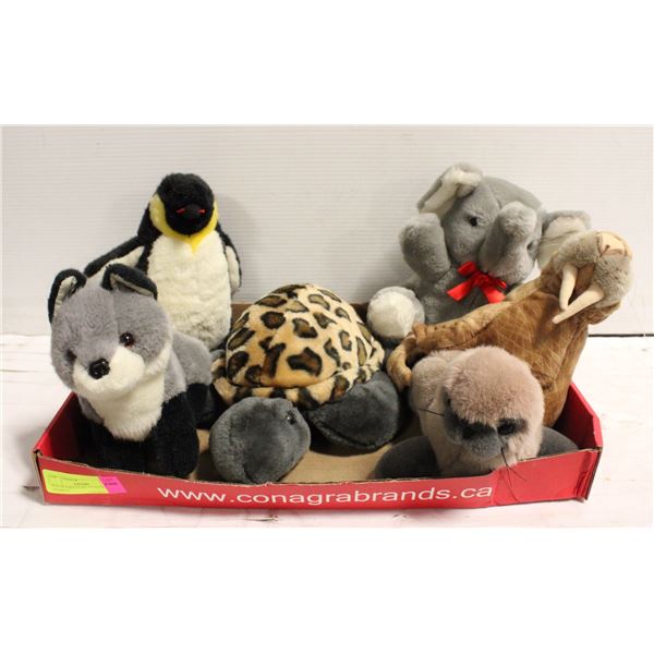 BOX OF 6 WILDLIFE STUFFED ANIMALS