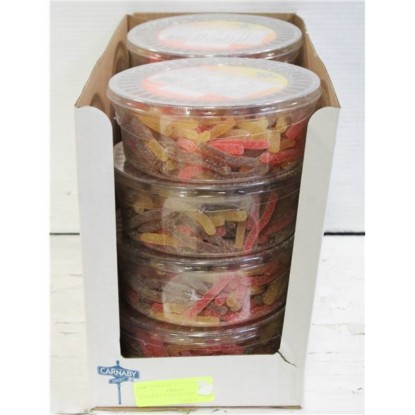 BOX OF 8 CONTAINERS OF CANDY SOUR SODA FRIES,