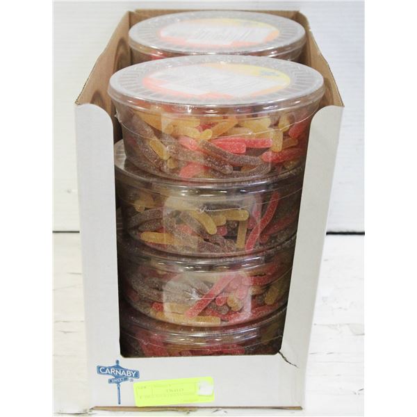 BOX OF 8 CONTAINERS OF CANDY SOUR SODA FRIES,