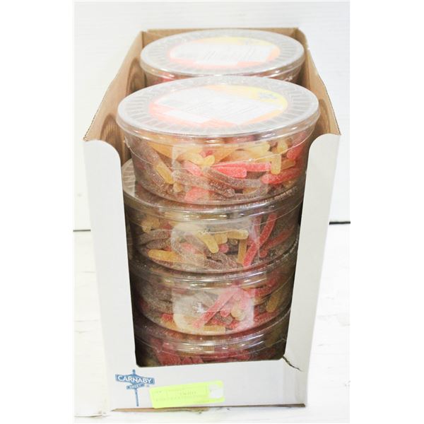 BOX OF 8 CONTAINERS OF CANDY SOUR SODA FRIES,