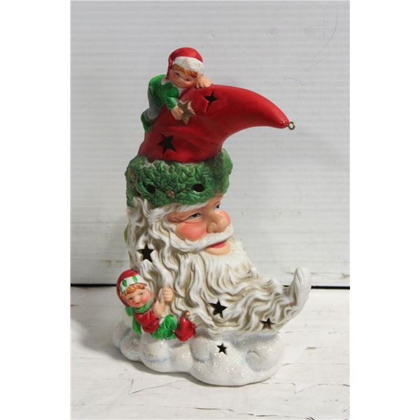 BATTERY OPERATED MOON SANTA. LIGHTS UP.  7"