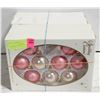 Image 1 : 4 BOXES PINK/GOLD GLASS ORNAMENTS (1 MISSING)
