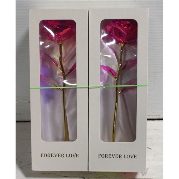 PAIR OF NEW FOREVER LOVE FOREVER ROSES