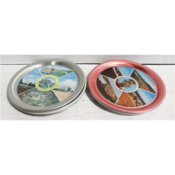 LOT OF COLLECCTORS METAL TRAYS FROM ALL OVER