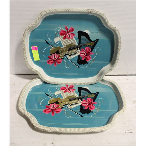 LOT OF 3 METAL TRAYS WITH VIOLIN DESIGN